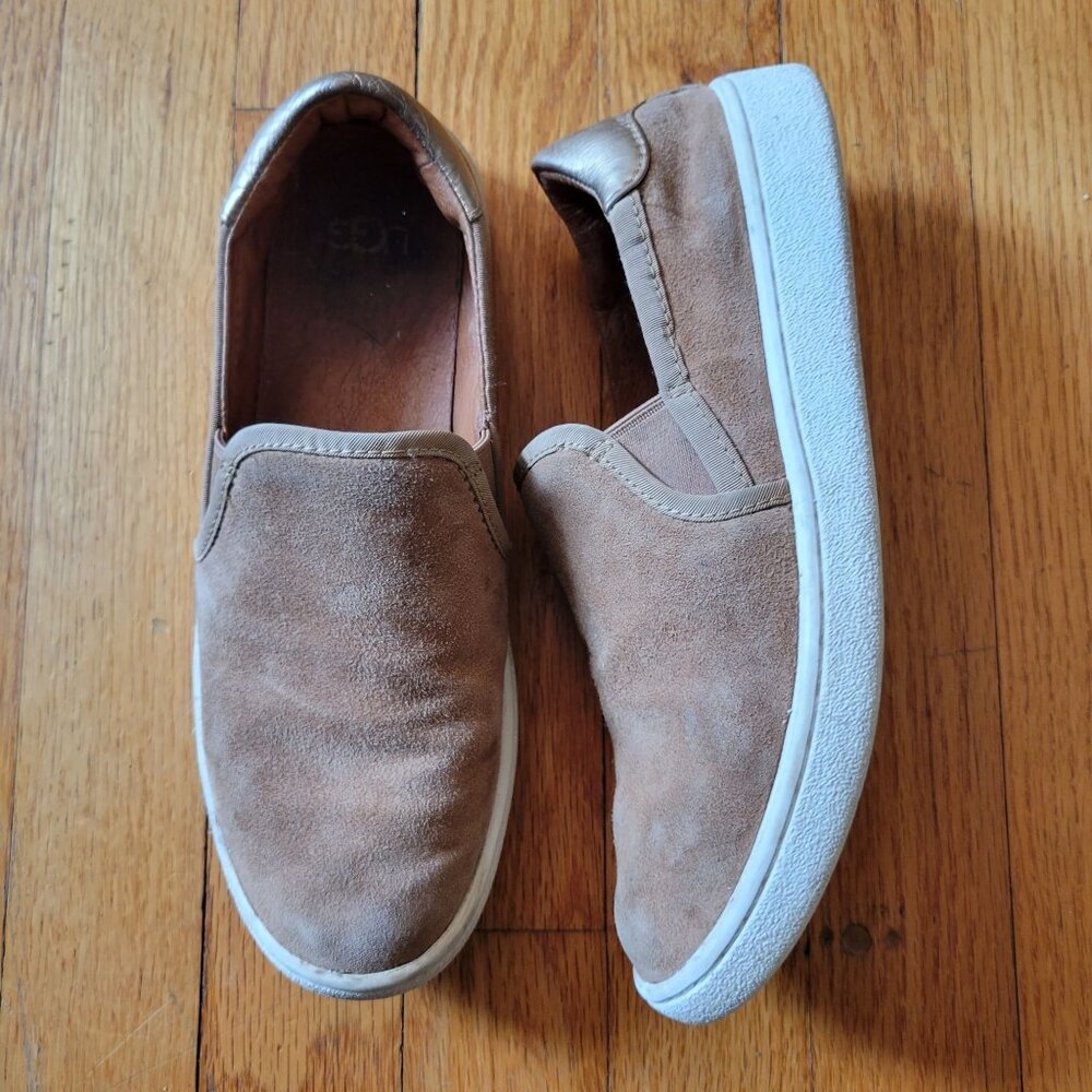 Ugg 6 Leather Brown Gold Loafers CAS Slip On Comfort - Picture 1 of 7